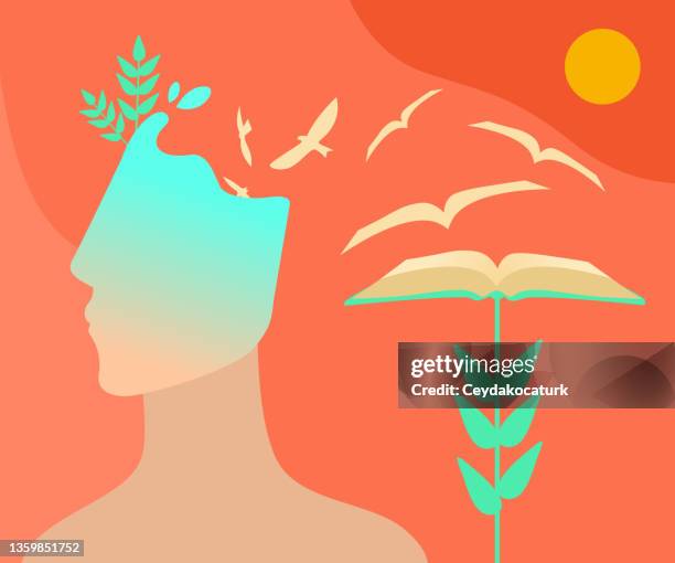 mind getting green with the pages flying from the book - literature icon stock illustrations