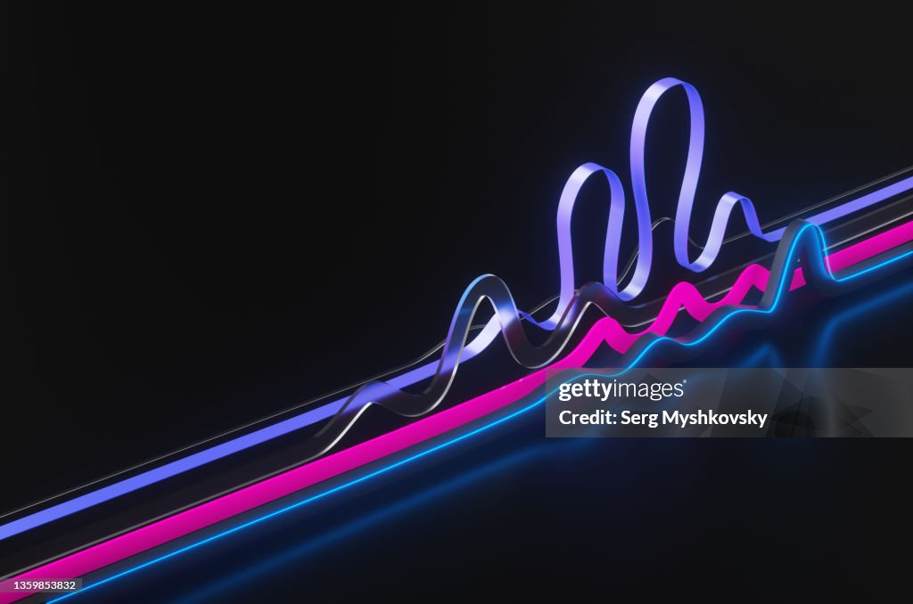 Neon Ribbon Abstract Abstract Diagram From Glass Ribbons And Neon Light High-Res Stock Photo ...