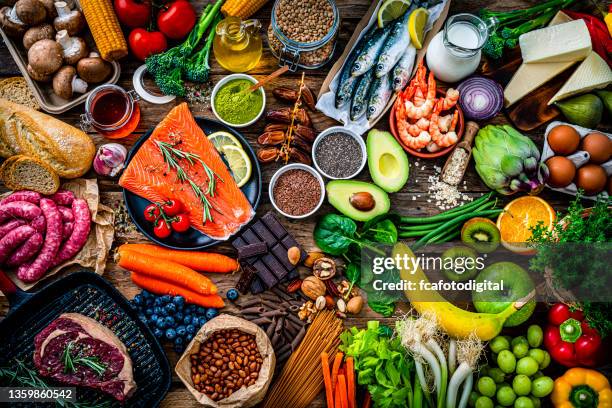 food and drink background - grote groep dingen stockfoto's en -beelden