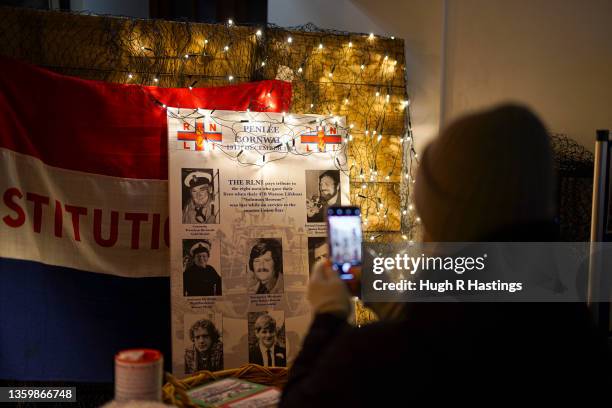 Residents of Mousehole visit an exhibition in the Solomon Browne Hall that commemorates the 40th Anniversary of the Penlee lifeboat tragedy on...