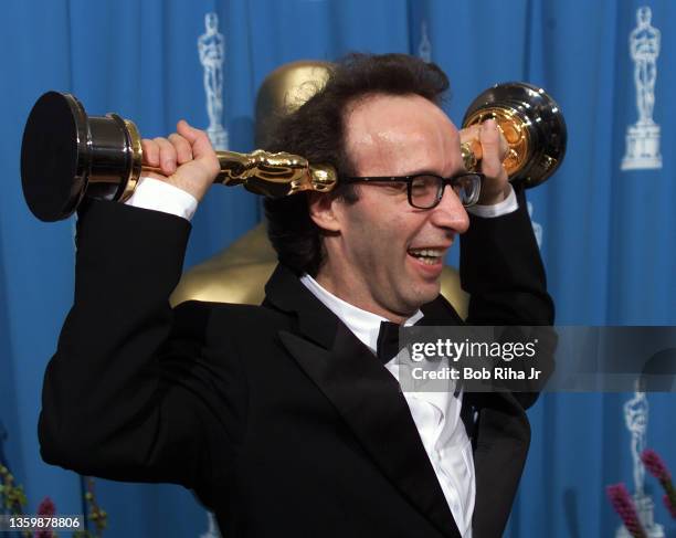 Actor Roberto Benigni at the 71st Annual Academy Awards, March 21,1999 in Los Angeles, California.