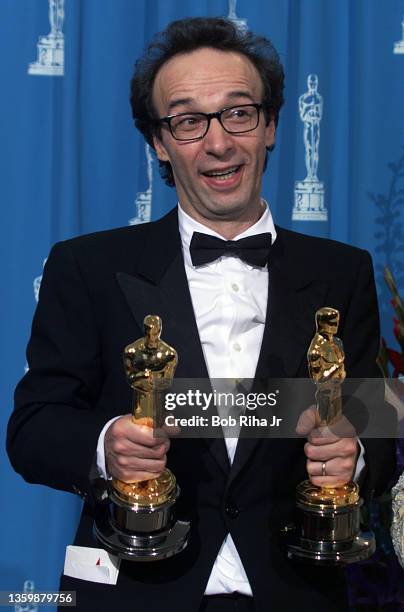 Actor Roberto Benigni at the 71st Annual Academy Awards, March 21,1999 in Los Angeles, California.