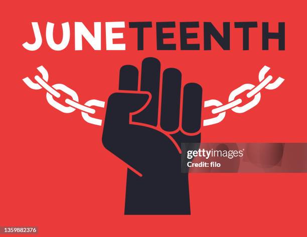 juneteenth fist and chain - broken chain stock illustrations