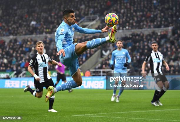 Manchester City player Joao Cancelo in action during the Premier League match between Newcastle United and Manchester City at St. James Park on...