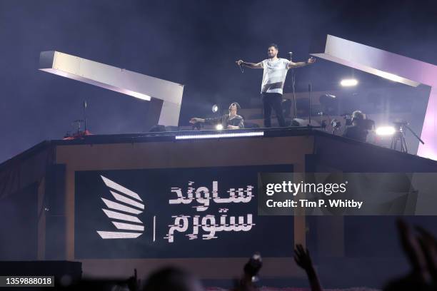 Dimitri Vegans and LIke Mike perform on stage during MDLBEAST SOUNDSTORM 2021 on December 19, 2021 in Riyadh, Saudi Arabia.