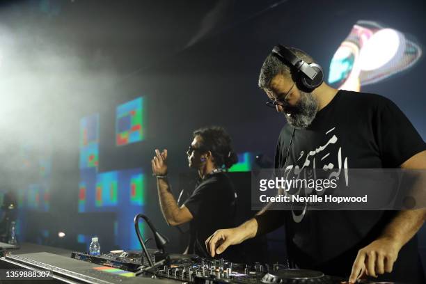 Baloo and Vynil Mode perform on stage during MDLBEAST SOUNDSTORM 2021 on December 19, 2021 in Riyadh, Saudi Arabia.