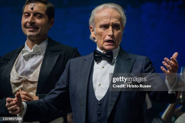 Tenor Jose Carreras performs during the Opera D'amore concert at Arena Armeec Hall on December 19, 2021 in Sofia, Bulgaria. The 3D production concert...