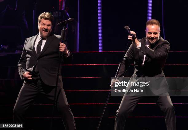 Michael Ball and Alfie Boe perform on stage at The O2 Arena on December 19, 2021 in London, England.