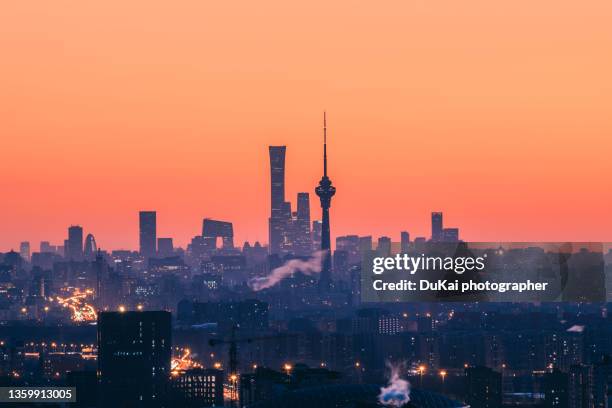 sunrise skyline of beijing - beijing cctv tower stock pictures, royalty-free photos & images