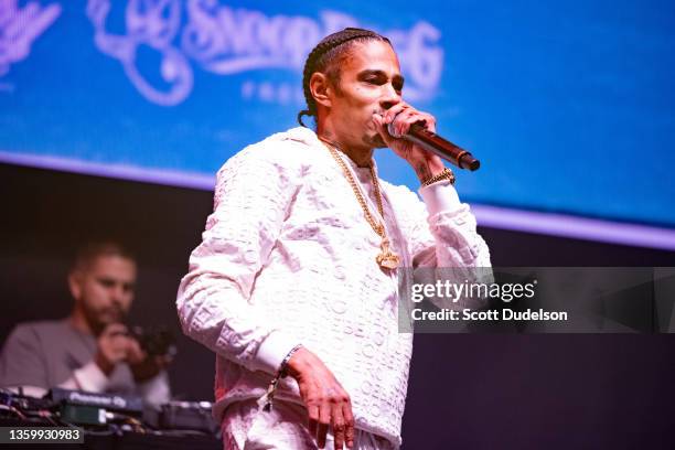 Rapper Layzie Bone of Bone Thugs-N-Harmony performs onstage during Once Upon a Time in LA Music Festival at Banc of California Stadium on December...
