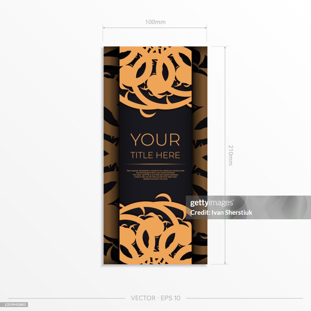 Rectangular Post Card Sample Luxurious Black Rectangular Postcard Template With Vintage Abstract ...