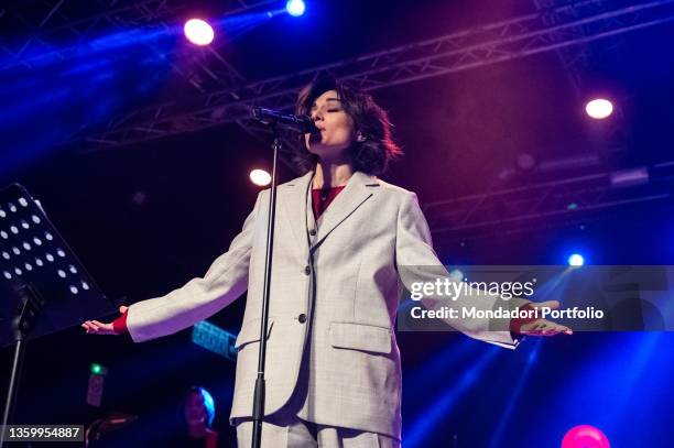 Italian singer with French citizenship Giordana Angi performs live at the Magazzini Generali in Milan in front of her fans. Milan , December 17th,...