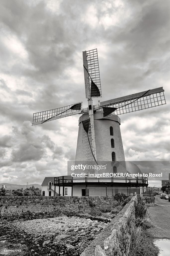 Blennerville five storey windmill, dramatic cloudy sky, Blennerville, Tralee, Kerry, Ireland