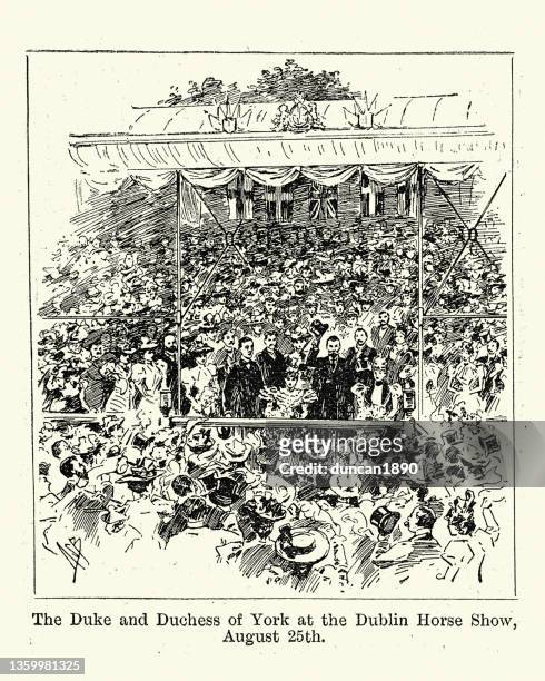 duke and duchess of york, later george v, and mary of teck, at dublin horse show, august 25th 1897 - george v of great britain stock illustrations