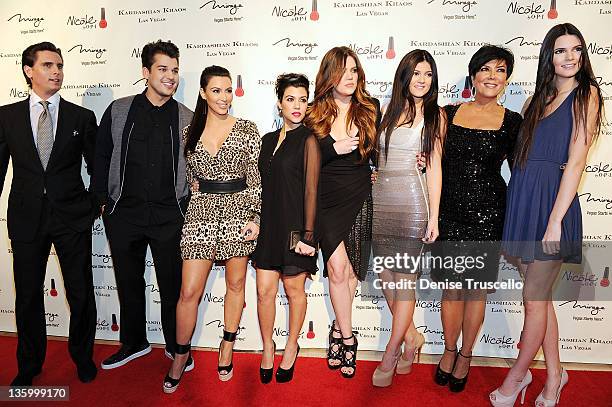 Scott Disick, Rob Kardashian, Kim Kardashian, Kourtney Kardashian, Khloe Kardashian, Kylie Jenner, Kris Jenner and Kendall Jenner arrive at the grand...