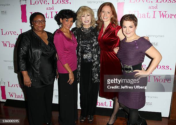 Actors Myra Lucretia Taylor, Sonia Manzano, Loretta Swit, Emily Dorsch and Daisy Eagan attend the "Love, Loss, and What I Wore" new cast and 900th...