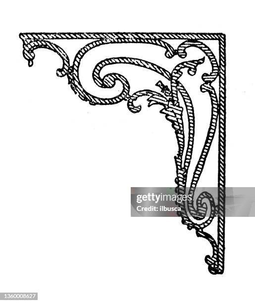 antique illustration: iron bracket - bracket household fixture stock illustrations