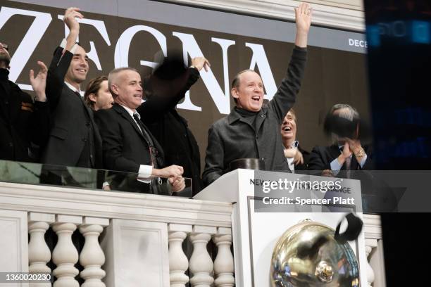 Zegna’s Chief Executive Gildo Zegna rings the Opening Bell of the New York Stock Exchange as the Italian luxury group goes public through a merger...