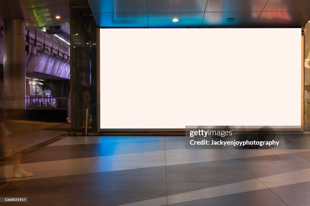 Blank billboard on the building. Useful for your advertisement in shopping mall