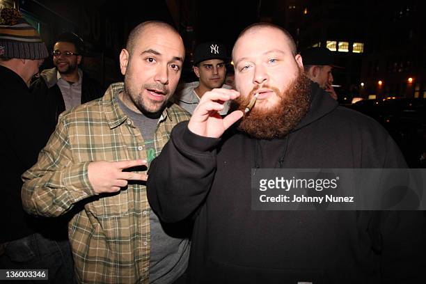 Peter Rosenberg and Action Bronson attend the Rosenberg Toy Drive at SOB's on December 15, 2011 in New York City.