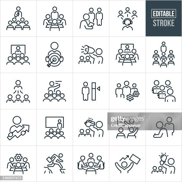 business training thin line icons - editable stroke - instructor 幅插畫檔、美工圖案、卡通及圖標