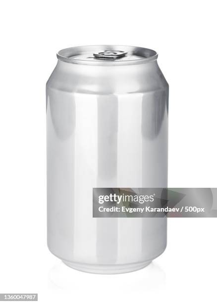 aluminum can,close-up of disposable cup against white background - estaño fotografías e imágenes de stock