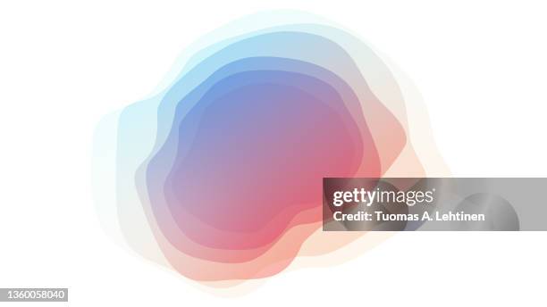 uneven, solid, layered, transparent, overlapping colorful blob on white. - amoeba stock-fotos und bilder