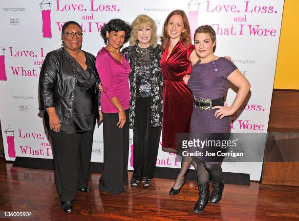 Actresses Myra Lucretia Taylor, Sonia Manzano, Loretta Swit, Emily Dorsch, Daisy Eagan attend the "Love, Loss, and What I Wore" new cast and 900th...