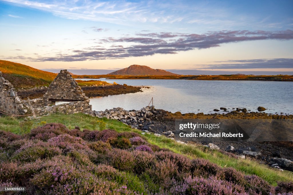 Loch Eport and Ben Eaval on the isle of North Uist in the Outer Hebrides, Scotland