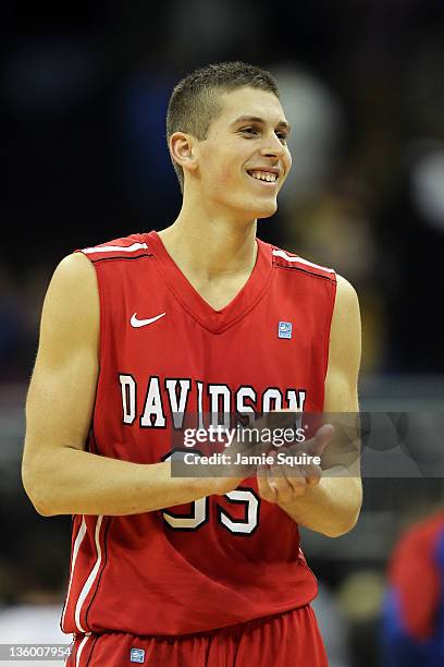 Chris Czerapowicz of the Davidson Wildcats smiles during the game against the Kansas Jayhawks on December 19, 2011 at the Sprint Center in Kansas...