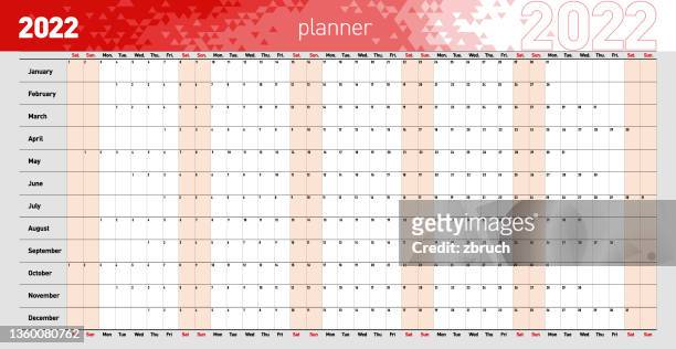 yearly wall planner for the 2022 year - personal organizer stock illustrations
