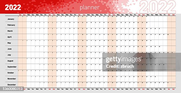Yearly wall planner for the 2022 year Yearly wall planner for the 2022 year