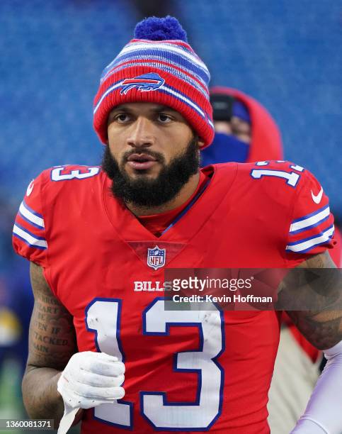 Gabriel Davis of the Buffalo Bills after the game against the Carolina Panthers at Highmark Stadium on December 19, 2021 in Orchard Park, New York.