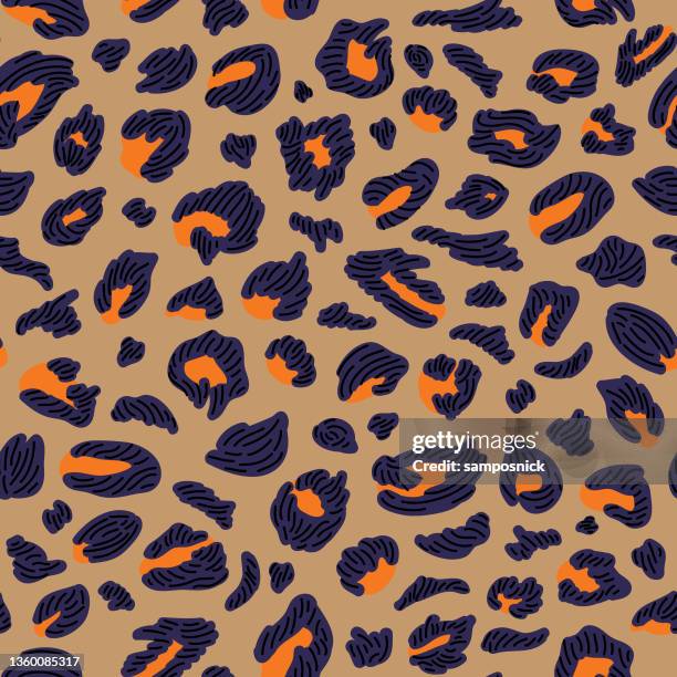 wild and bright 90s leopard print spotted pattern - 80s hair stock illustrations