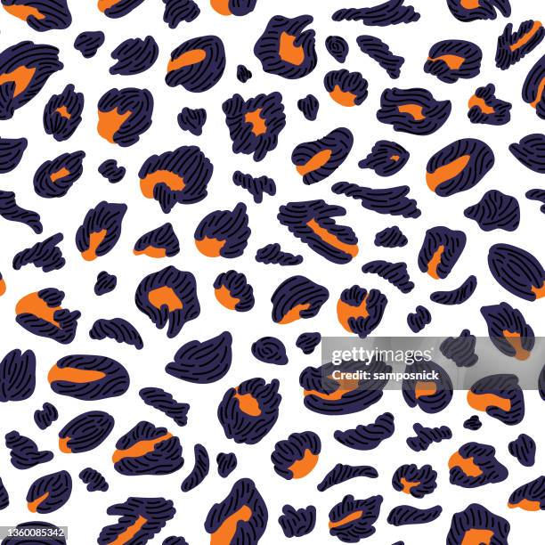 wild and bright 90s leopard print spotted pattern - leopard print pattern vector stock illustrations