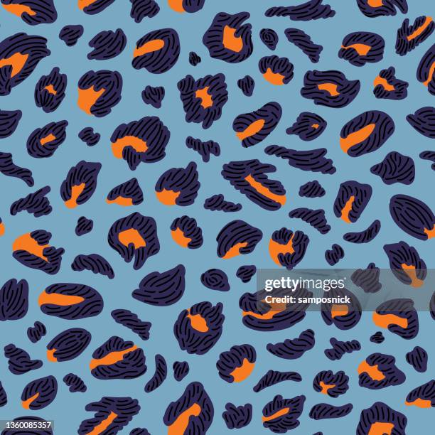 bildbanksillustrationer, clip art samt tecknat material och ikoner med wild and bright 90s leopard print spotted pattern - 80s hair