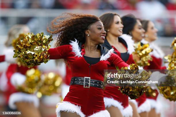 The San Francisco 49ers dance team 'Gold Rush' perform during the game Atlanta Falcons at Levi's Stadium on December 19, 2021 in Santa Clara,...