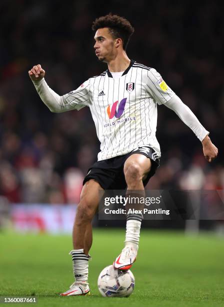 Antonee Robinson of Fulham during the Sky Bet Championship match between Fulham and Sheffield United at Craven Cottage on December 20, 2021 in...