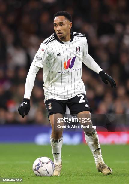 Kenny Tete of Fulham during the Sky Bet Championship match between Fulham and Sheffield United at Craven Cottage on December 20, 2021 in London,...