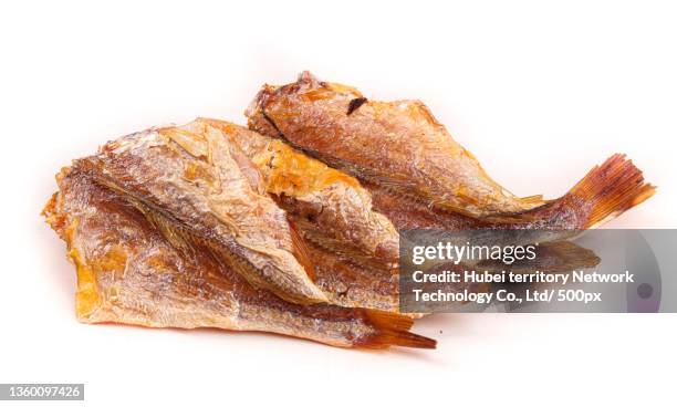small dried fish are placed on the white background - dried fish stock pictures, royalty-free photos & images