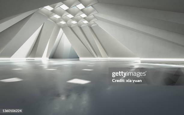 empty modern interior background - museum entrance hall stock pictures, royalty-free photos & images