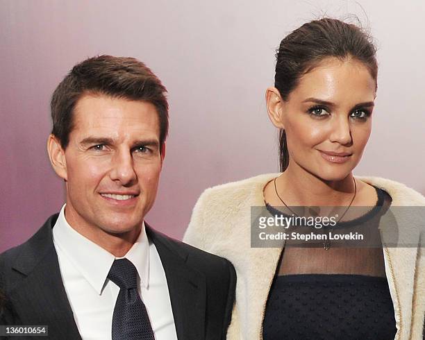 Actors Tom Cruise and Katie Holmes attend the "Mission: Impossible - Ghost Protocol" U.S. Premiere after party at the Museum of Modern Art on...