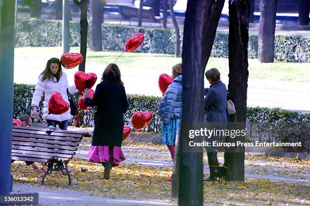 Spanish designer Agatha Ruiz de la Prada and Tv presenter Ana Garcia Sineriz are seen during a photo session on November 29, 2011 in Madrid, Spain.