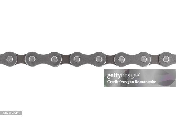 bicycle chain isolated on white background - chain stock-fotos und bilder