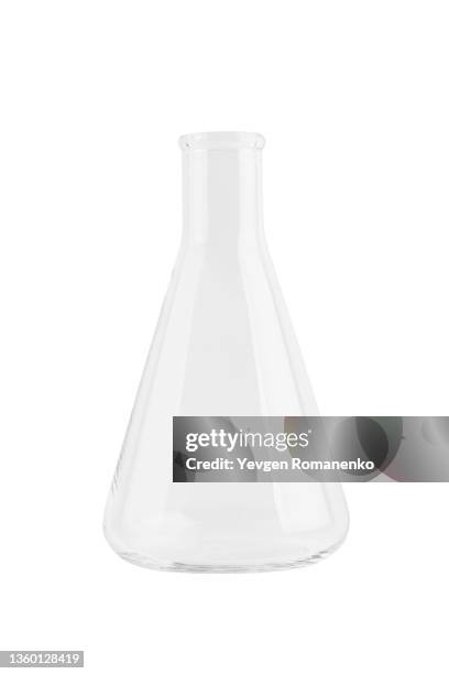 erlenmeyer flask isolated on white background - beaker white background stock pictures, royalty-free photos & images