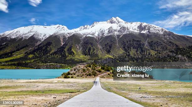 grate mountains and beautiful lake in western china - mt cook stock pictures, royalty-free photos & images