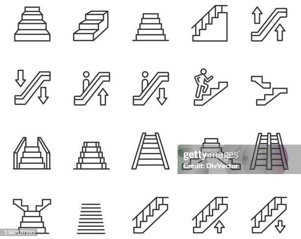 illustrations, cliparts, dessins animés et icônes de jeu d’icônes d’escaliers - escalier