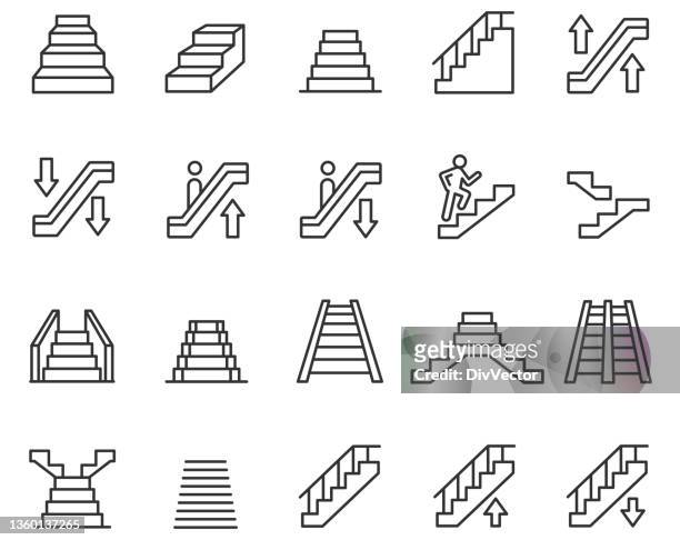 stairs icon set - staircase stock illustrations