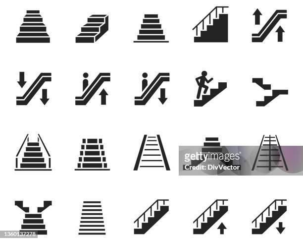 ilustrações de stock, clip art, desenhos animados e ícones de stairs vector set - staircase