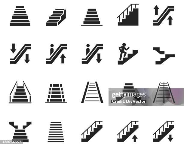 bildbanksillustrationer, clip art samt tecknat material och ikoner med stairs vector set - utetrappa